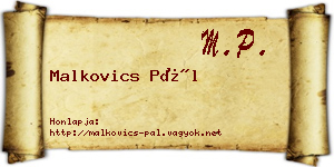 Malkovics Pál névjegykártya
